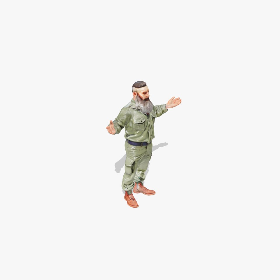 Bearded Military Commander Rigged and Animated D Model